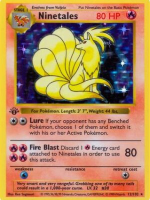 Ninetales 12 - Base Set Shadowless 1st Edition Holofoil